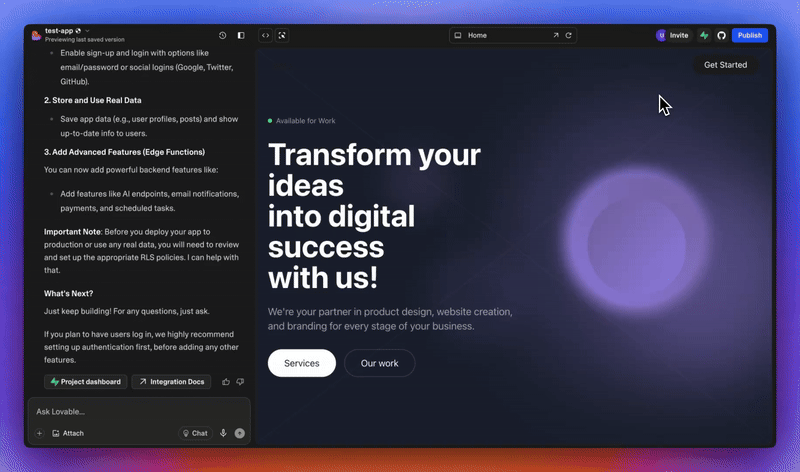 Lovable's Security Scan feature